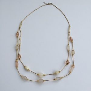 Vintage pink and white beads necklace 14 inch